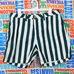 Monfrere Cruise Striped Short Size Mens 34 Green White 7 Inch Inseam